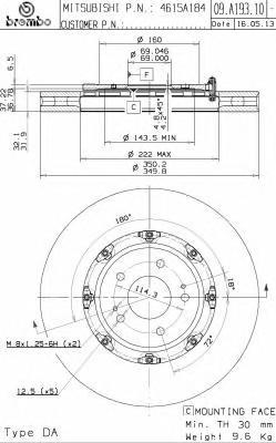09A19313 BREMBO Тормозной диск