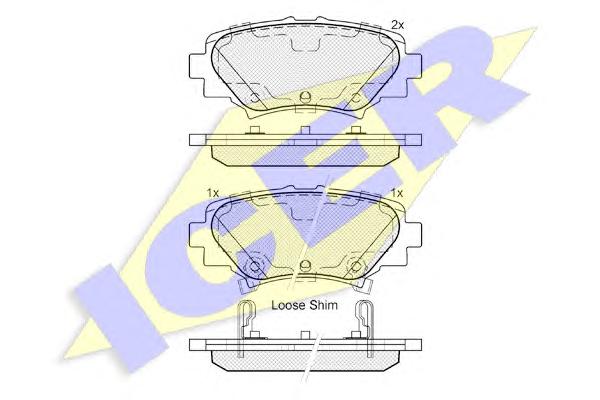 182169 ICER Комплект тормозных колодок, дисковый тормоз