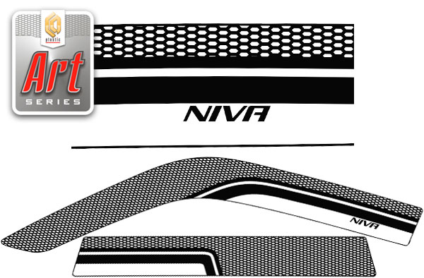Ветровики дверей Chevrolet Niva  2001-2009 Серия "Art" белая Арт 187 CA PLASTIC 2010031401873
