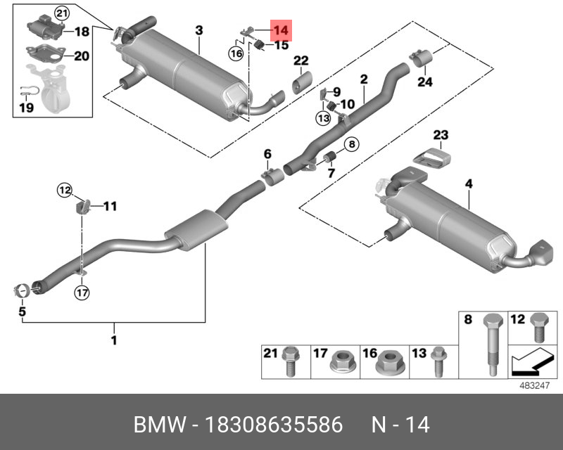 18308635586 BMW Глушитель кронштейн, передний