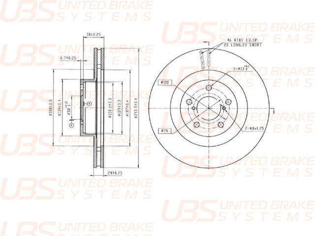 B2116001 UBS Диск тормозной V | перед |