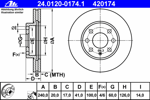 24012001741 ATE Тормозной диск