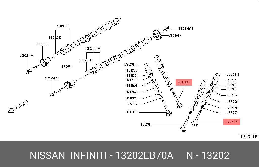 13202EB70A NISSAN КЛАПАН ВЫПУСКНОЙ ГРМ