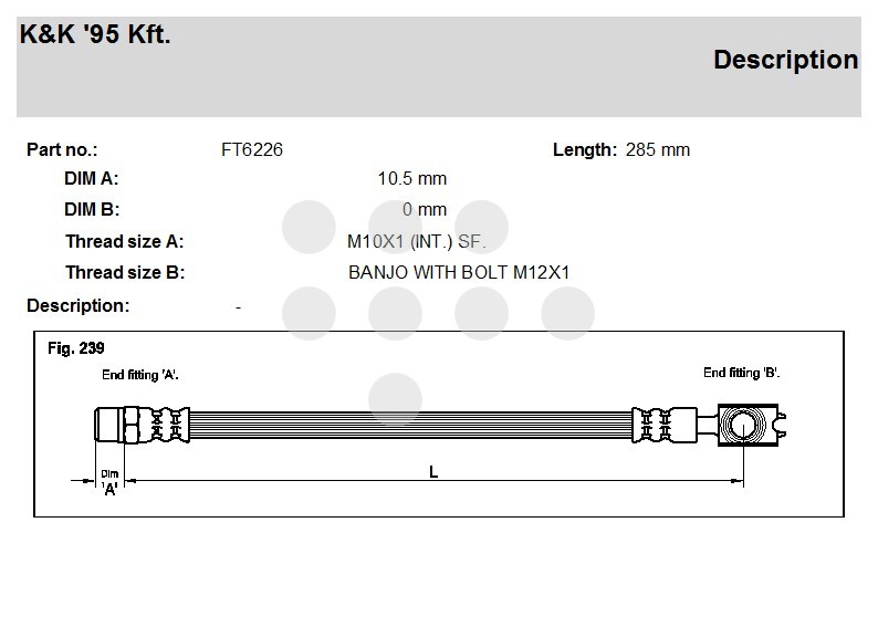 Тормозной шланг K&K FT6226