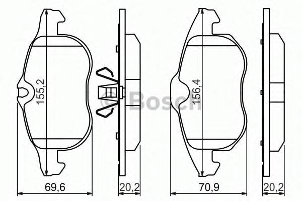 0986494044 BOSCH Комплект тормозных колодок, дисковый тормоз