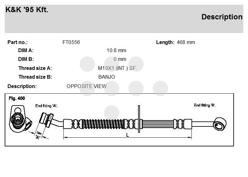 FT0556 K&K Шланг тормозной передн прав