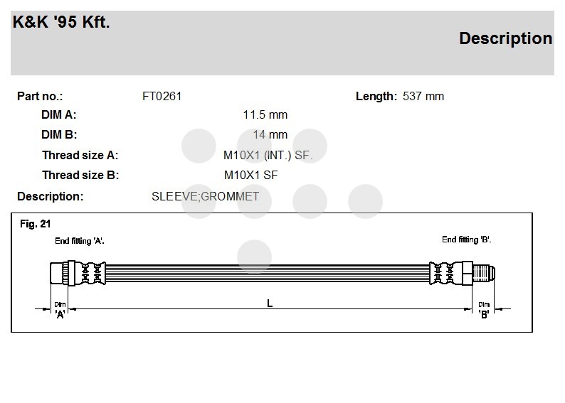 Тормозной шланг K&K FT0261