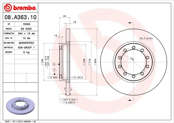 08A36310 BREMBO Тормозной диск