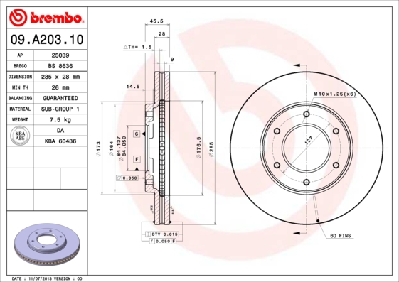 09A20310 BREMBO Тормозной диск