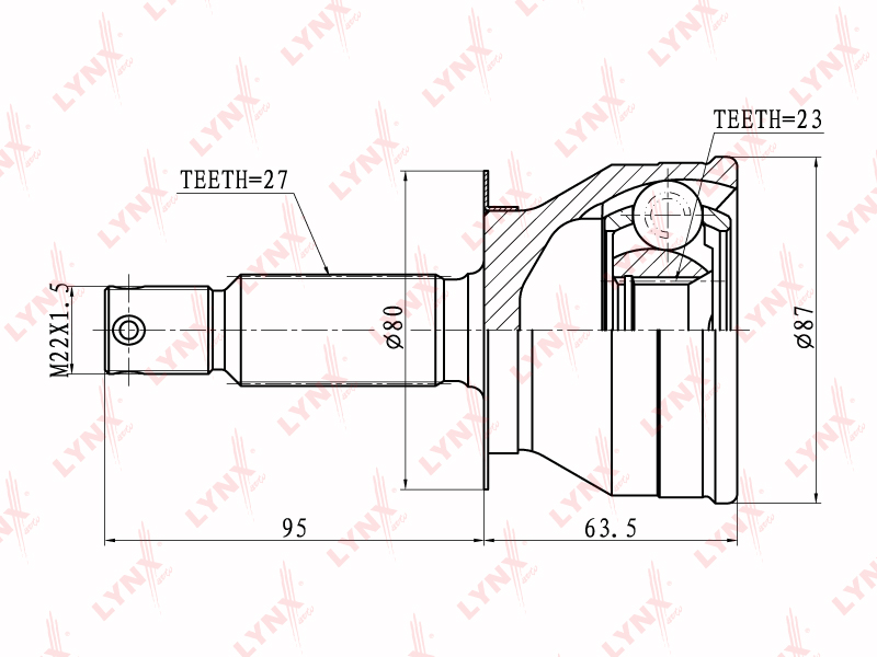 CO4401 LYNXAUTO ШРУС наружный (Z 27x23)