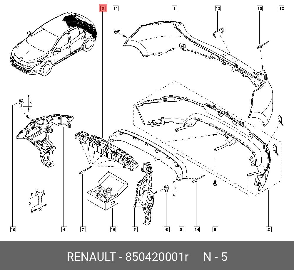 850420001R RENAULT ДЕРЖАТЕЛЬ БАМПЕРА ЗАДН (ПЛАС)
