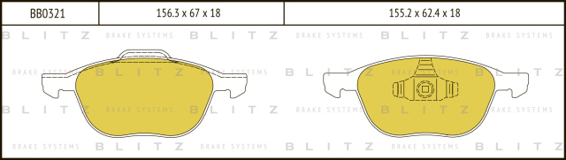 BB0321 BLITZ Колодки тормозные дисковые передние