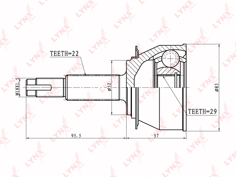 CO1803 LYNX ШРУС наружный (Z 22x29)