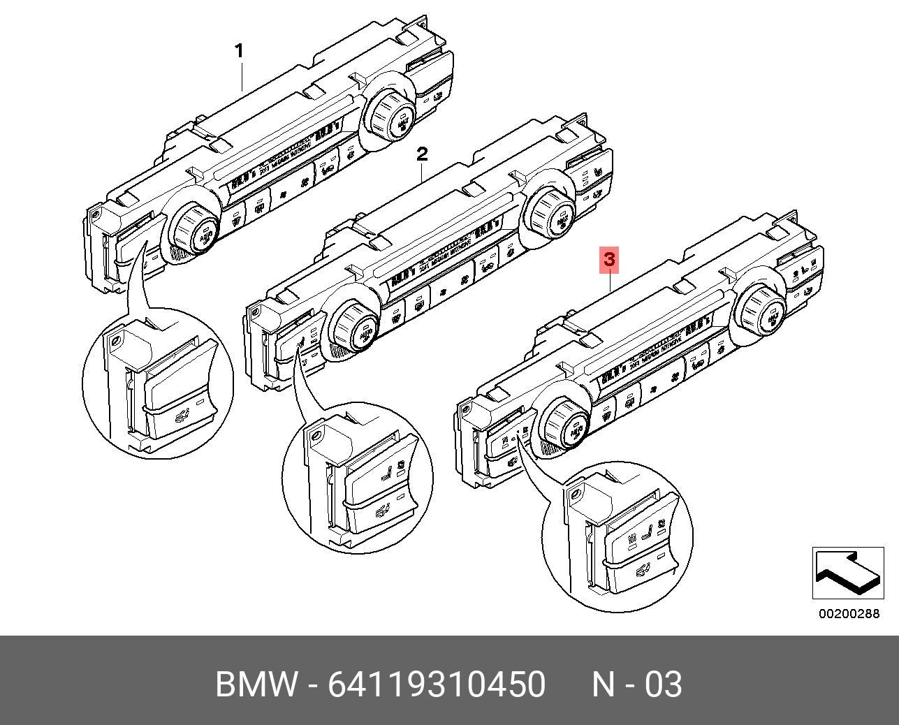 64119310450 BMW Панель упр.автом.сист.кондициониров.High