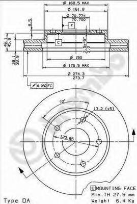 09765110 BREMBO Тормозной диск