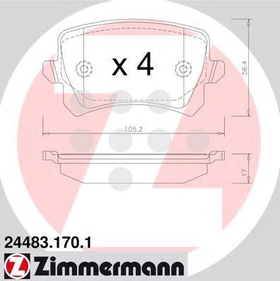 244831701 ZIMMERMANN Комплект тормозных колодок, дисковый тормоз