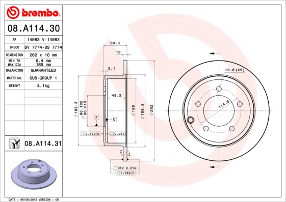 08A11431 BREMBO Тормозной диск окрашенный