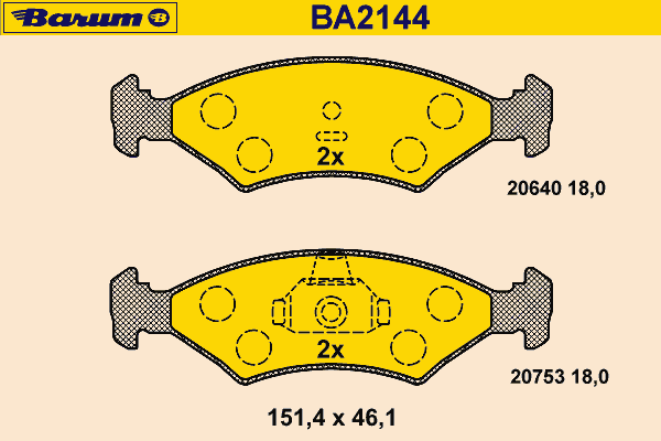 BA2144 BARUM Комплект тормозных колодок, дисковый тормоз