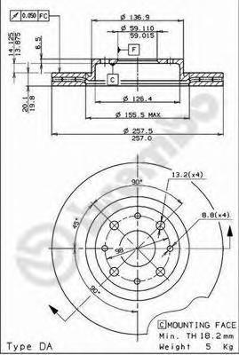09587014 BREMBO Тормозной диск