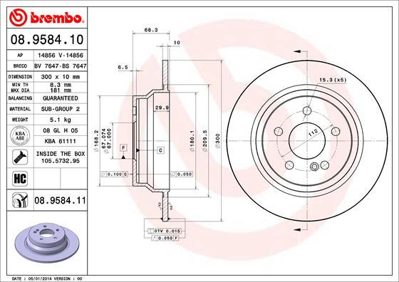08958411 BREMBO BREMBO ДИСК ТОРМОЗНОЙ ЗАДНИЙ