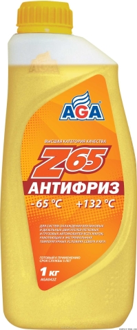 Антифриз, готовый к применению, желтый, -65с AGA AGA042Z
