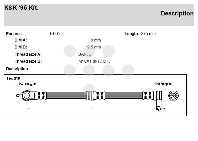 Тормозной шланг K&K FT4064