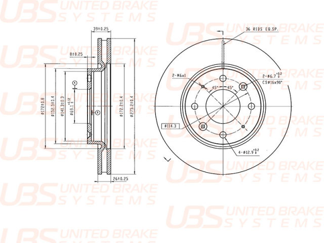 Тормозной диск UBS B2103036