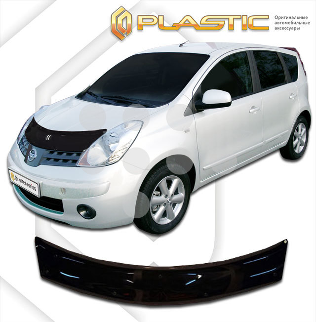 2010010101152 CA PLASTIC Дефлектор капота Nissan Note  2006 Classic черный Арт 115