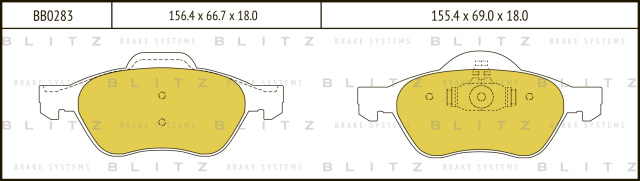 Колодки тормозные дисковые BLITZ BB0283