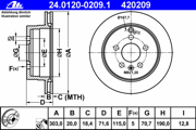 24012002091 ATE Диск тормозной задний GM Captiva/OPEL Antara 2006 -> /Vent D=303mm