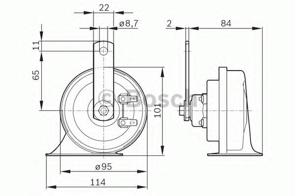 0986AH0503 BOSCH Звуковой сигнал (компл) UNIVERSAL /110dB 420/500Hz /U=12V 0986AH0503