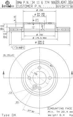 09A04730 BREMBO Тормозной диск