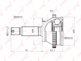 CO3606A LYNXAUTO ШРУС наружный (Z 27x25, ABS 47)