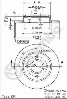 08690314 BREMBO Тормозной диск