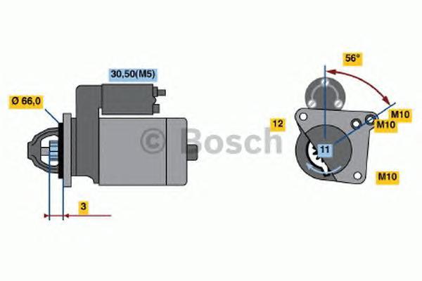 0001107476 BOSCH Стартер, 12В 1.1кВт 0001107476 BOSCH Стартер, 12В 1.1кВт