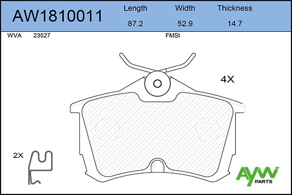 AW1810011 AYWIPARTS Колодки тормозные задние