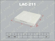 LAC211 LYNX Фильтр, воздух во внутренном пространстве