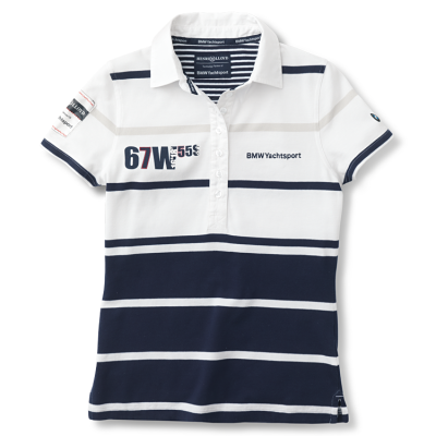 80142318291 BMW Женская рубашка-поло BMW Ladies' Poloshirt Yachting White Blue размер: M
