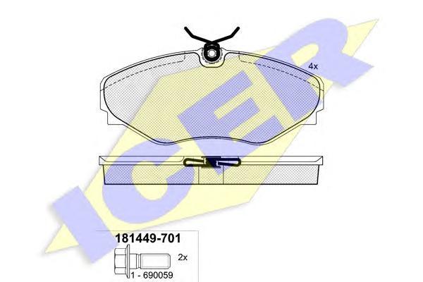 181449701 ICER Комплект тормозных колодок, дисковый тормоз