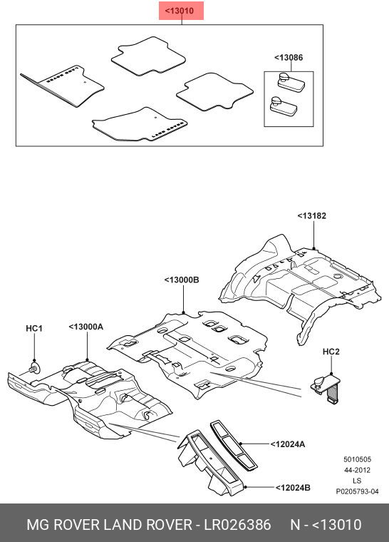 LR026386 LAND ROVER SATZ PASSFORMMATTEN,SATZ PASSFORMMATTEN