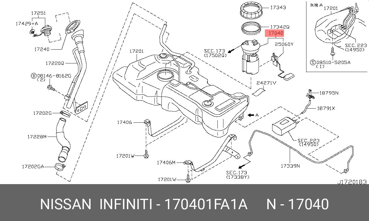 170401FA1A NISSAN НАСОС ТОПЛИВНЫЙ