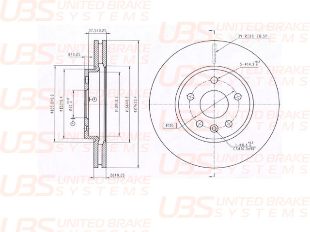 B2104004 UBS Тормозной диск передний