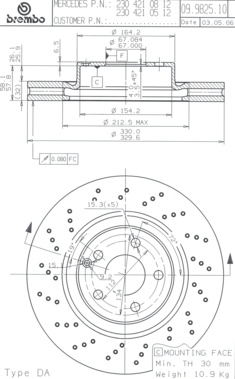 09982510 BREMBO Тормозной диск