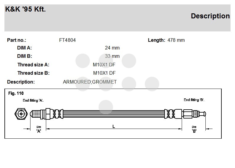 Тормозной шланг K&K FT4804