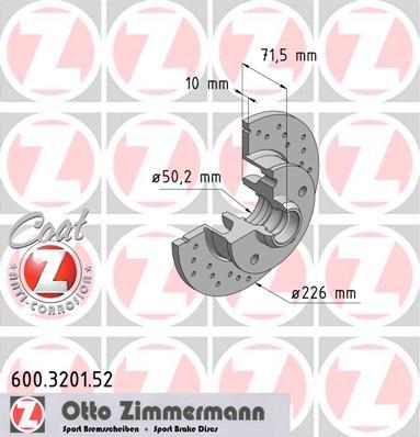 600320152 ZIMMERMANN Диск тормозной VAG SPORT Coat Z