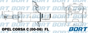 G22045163L BORT Стойка амортизационная газомасляная передняя левая для Opel Corsa C (00-06)  FL