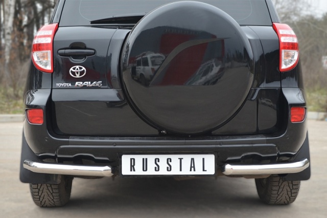TRZ100508 RUSSTAL Защита заднего бампера d63 (уголки) Toyota RAV4 (2010-2012)