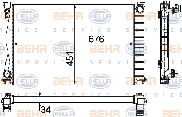 8MK376790104 HELLA Радиатор, охлаждение двигателя