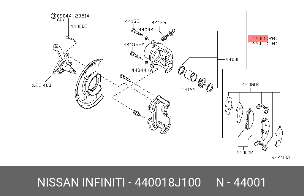 440018J100 NISSAN СУППОРТ