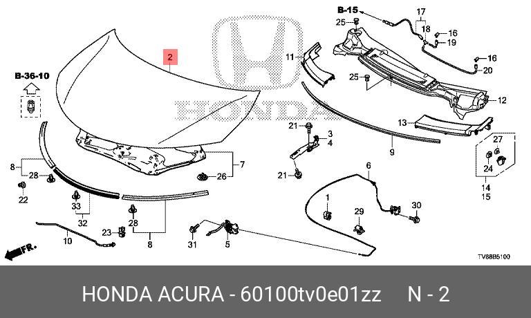 60100TV0E01ZZ HONDA Капот